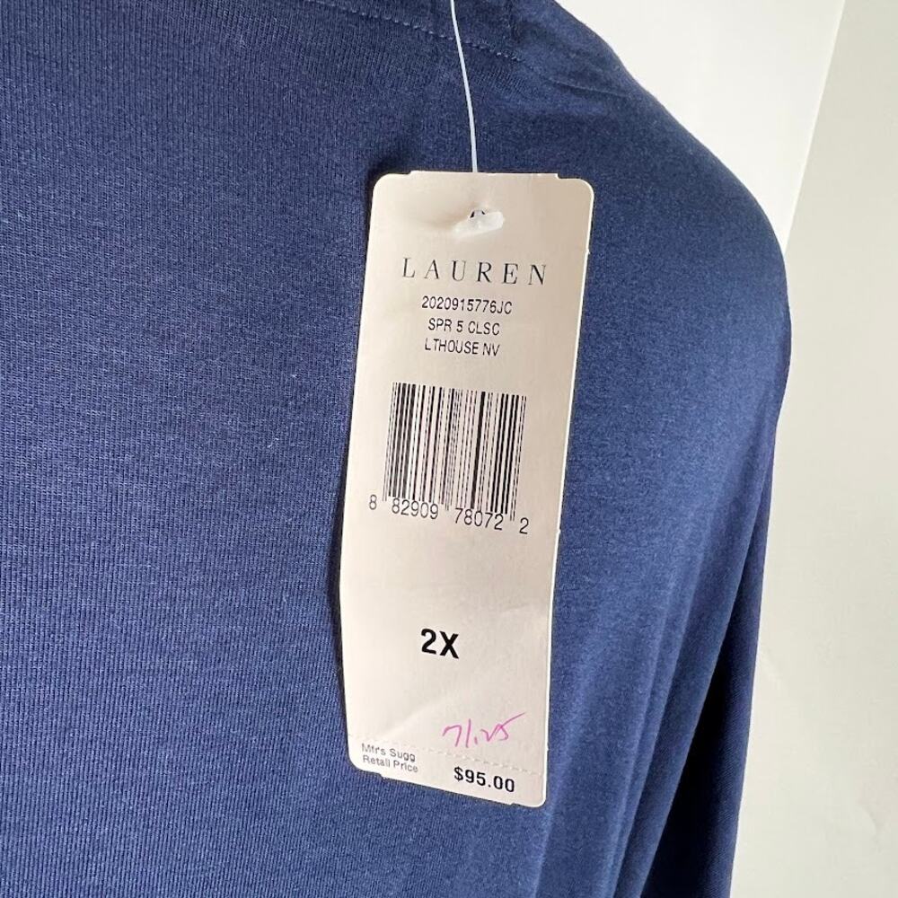 NEW! LAUREN Ralph Lauren Tunic Top 2X Lighthouse Navy w/ Gold Tone Belt $95 - Picture 7 of 8